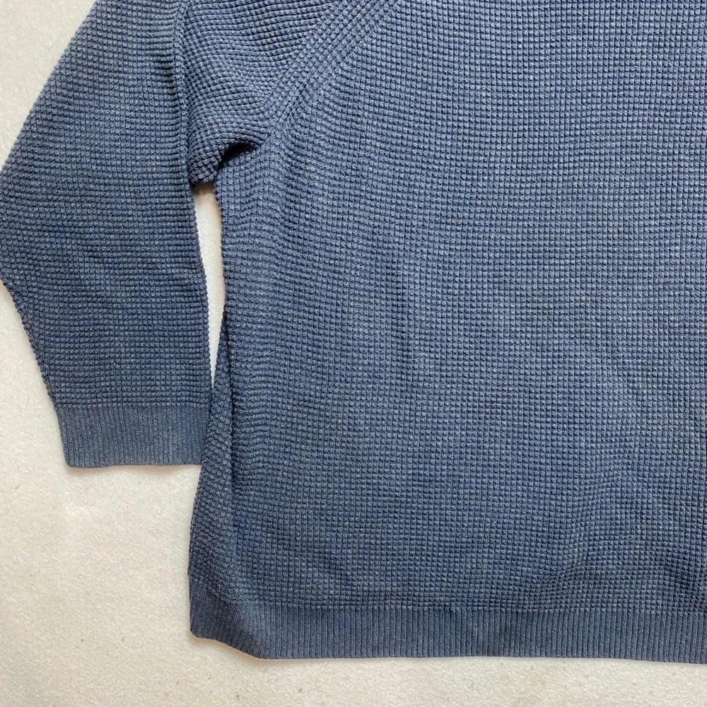 REI Co-op Sweater Mens 3XL Blue Waffle Knit Cotton Raglan Crewneck Pullover